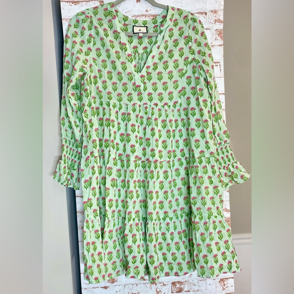 Tuckernuck Green and Pink Floral Dress Size XL